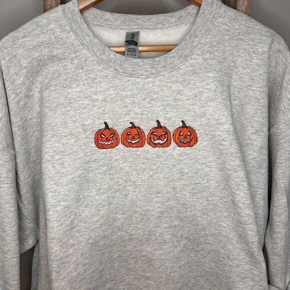 Embroidered Fall Crew Neck Sweatshirt - Picture 2 of 5